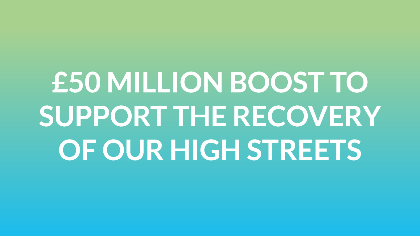£50 million boost to support the recovery of our high streets