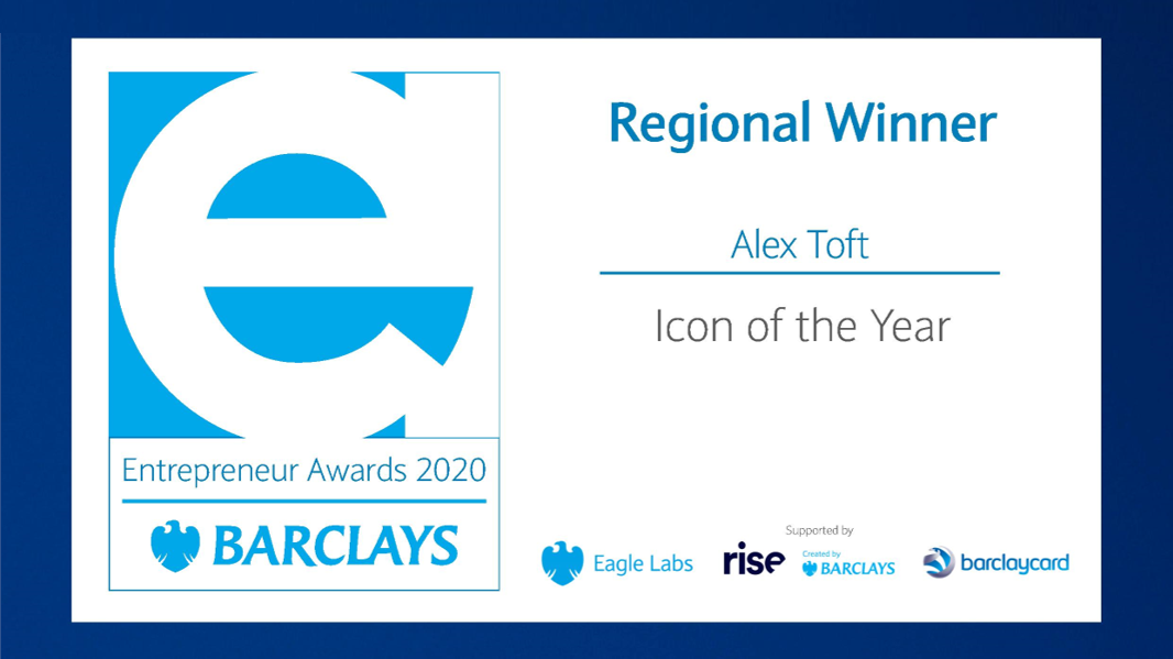 Alex Toft, Head of Minerva Business Angels wins Barclays Award